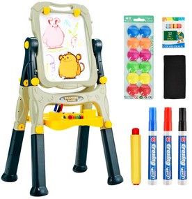Quadro Branco Infantil Magnético de Dupla Face Altura Ajustável Quadro Branco com Acessórios Verde