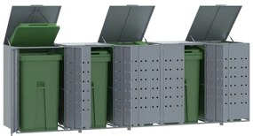 vidaXL Abrigo para 5 caixotes do lixo 345x79x117 cm aço cinzento
