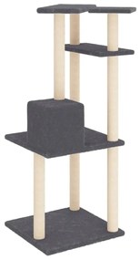 Árvore p/ gatos c/ postes arranhadores sisal 123cm cinza-escuro