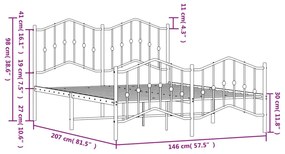 Estrutura de cama com cabeceira e pés 140x200 cm metal branco