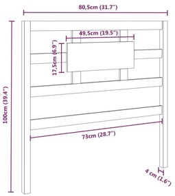 Cabeceira de cama 80,5x4x100 cm madeira de pinho maciça