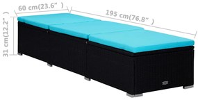 Espreguiçadeira com almofadão e mesa de centro vime PE azul
