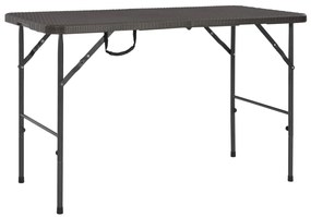 44553 vidaXL Mesa jardim dobrável 120x60x74cm PEAD castanho c/ aspeto vime