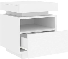 Mesas de cabeceira c/ luzes LED 2 pcs 40x39x48,5 cm branco