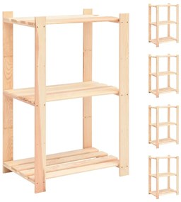 vidaXL 5 unidades arrumação 3 prateleiras 60x38x90cm pinho 150 kg
