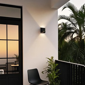 Candeeiro de parede exterior moderno preto com LED 2 luzes IP54 - Mal