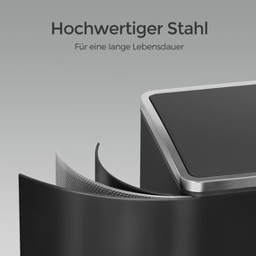 Caixote do lixo com 2 compartimentos 59 x 36,5 x 65,2 cm preto