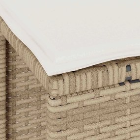 Conjunto de Jantar 3 Peças com Almofadas Bege Polirattan Acácia