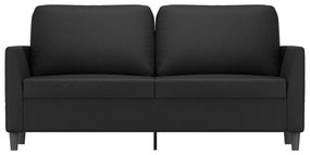 Sofá de 2 lugares 140 cm couro artificial preto