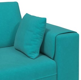 Sofá de Veludo com almofada com travesseiro Turquesa 208 cm Veludo