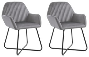 vidaXL Cadeiras de jantar 2 pcs veludo cinzento