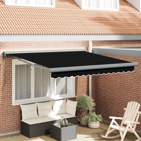 vidaXL Toldo retrátil automático preto 350x250 cm