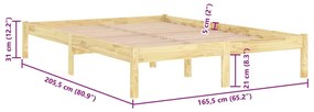 Estrutura de cama 160x200 cm pinho maciço