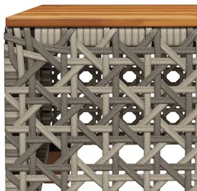 7 pcs conjunto sofás p/ jardim c/ almofadões vime PE cinzento