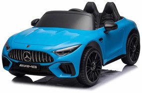 Carro elétrico infantil Mercedes-Benz SL63 12V música, banco de couro, pneus de borracha Azul