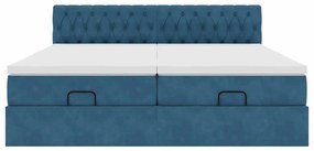 Estrutura cama otomana colchões 180x200 cm veludo azul escuro