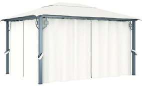 Gazebo com cortina 400x300 cm alumínio creme