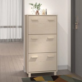 340512 vidaXL Sapateira HAMAR 59,5x35x117 cm pinho maciço castanho-mel
