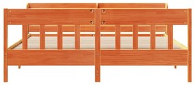 Cama sem colchão 200x200 cm pinho maciço castanho-mel