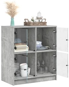 Armário de apoio c/ portas de vidro 68x37x75,5 cm cinza cimento