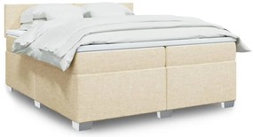 vidaXL Cama com molas/colchão 200x200 cm tecido cor creme