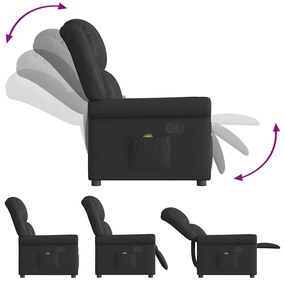 Poltrona massagens couro artificial preto brilhante