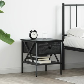 Mesa de Cabeceira Carvalho Preto 40x42x45 cm Madeira Engenheirada