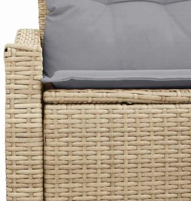 Sofá de Jardim 2 Lugares com Almofadas Bege em Rattan