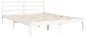 Estrutura de cama com cabeceira 140x200cm madeira maciça branco