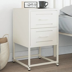 vidaXL Mesa de cabeceira 36x39x60,5 cm aço branco
