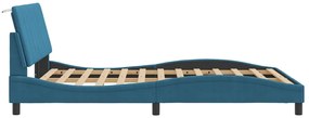 Estrutura de cama c/ luzes LED 140x190 cm veludo azul