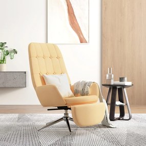 vidaXL Cadeira de descanso c/ apoio pés tecido de microfibra cor creme