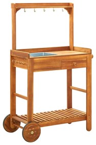 vidaXL Trólei de cozinha/jardim madeira acácia maciça 92x43,5x141,5 cm