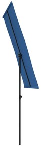 Guarda-sol de jardim com poste alumínio 180x110 cm azul-ciano