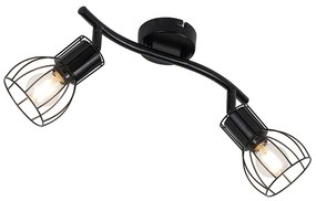 Candeeiro de teto moderno preto 2 luzes ajustáveis - Botu