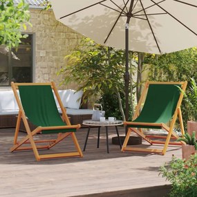 vidaXL Cadeiras de praia dobráveis 2 pcs tecido verde