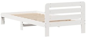 Cama sem colchão 90x200 cm madeira de pinho maciça branco