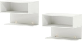 Conjunto de 2 Mesas de Cabeceira Flutuantes, 50 x 30 x 36,5 cm, 2 Compartimentos Abertos, Branco