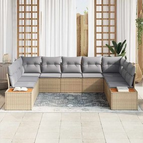 Conjunto de Sofás de Jardim de 5 Peças com Almofadas Bege em Rattan e