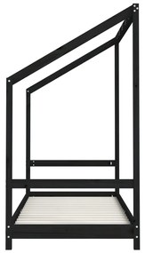 Estrutura de cama infantil 80x200 cm pinho maciço preto