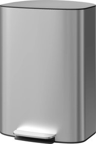 Caixote do lixo de cozinha de 50 L, com pedal, balde interior removível, tampa com fecho suave, 45,1 x 36,5 x 62,6 cm, cinzento