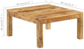Mesa de centro em madeira de mangueira maciça 80x80x40cm