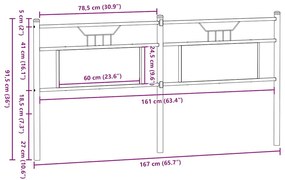 Cabeceira de cama 160cm derivados madeira/aço carvalho castanho