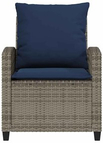 4 pcs conjunto sofás de jardim c/ almofadões vime PE cinzento