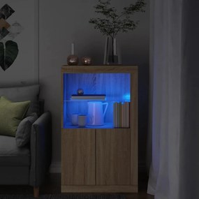 Aparador Leia com Luzes LED - Carvalho - Design Nórdico