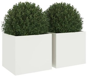 Vasos/floreiras 2 pcs 32x30x29 cm aço branco