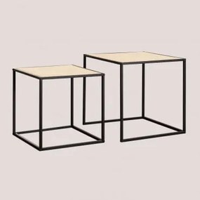 Mesas Auxiliares Ninho Quadradas Em Rattan Daek Preto - Sklum