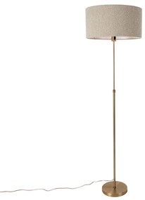 Candeeiro de pé ajustável bronze com abajur Boucle bege 50 cm - Parte Design