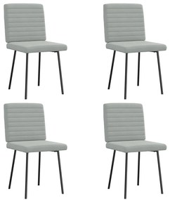 Cadeiras de jantar 4 pcs veludo cinzento-claro