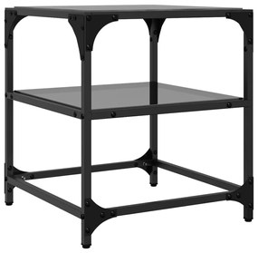 Mesas de centro c/ topo em vidro preto 2 pcs 40x40x45 cm aço